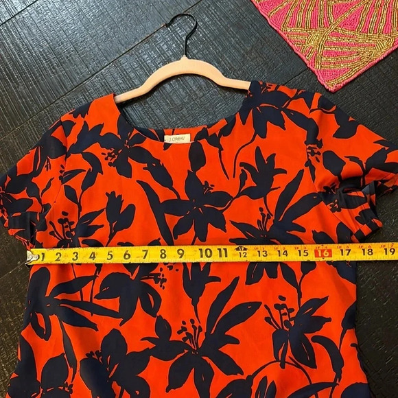 J. Crew Floral Top Red Blue Round Neck Short Sleeve Blouse size Small - Picture 7 of 8